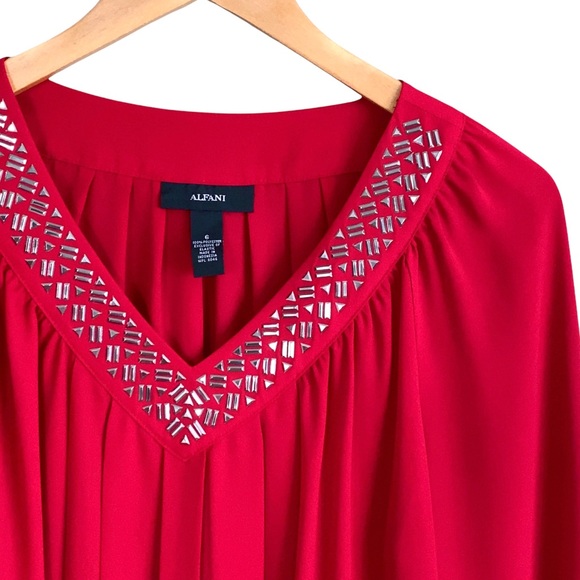 Alfani embellished Pleated Blouse - Picture 2 of 4